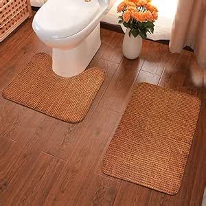 Quickly Dry Non-Slip Bathroom Rugs Set, Close up of a Blank Background Rust Colored Canvas Macro ...