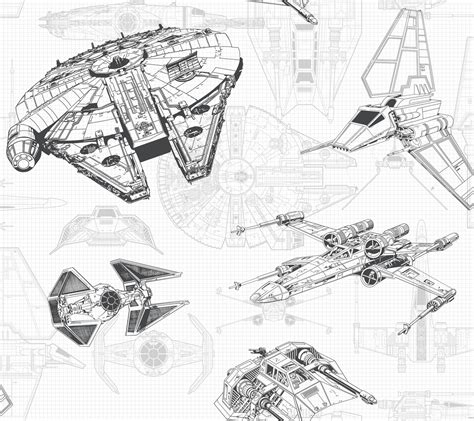 Star Wars Ship Schematic Wallpaper |Wallpaper And Borders |The Mural Store