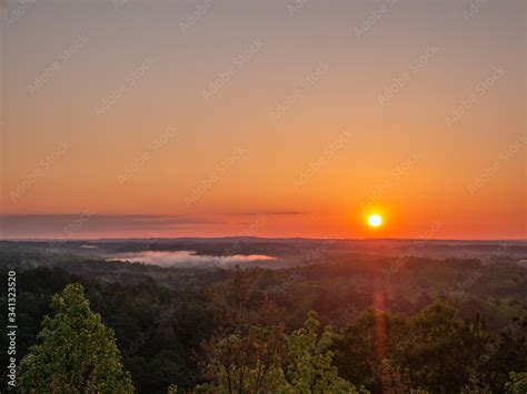 Sunrise from scenic overlook near Cheaha Mountain State Park in Talladega National Forest in ...