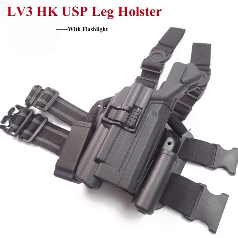 Military Tactical Pistol Right Hand HK USP Gun Holster With Flashlight Pouch For HK USP Outdoor ...