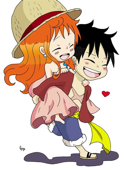 Luffy and Nami | Luffy x Nami | Casal anime, One piece e Chibi