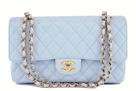 Chanel Pale Blue Caviar Medium Classic 2.55 Double Flap Bag GHW – Boutique Patina