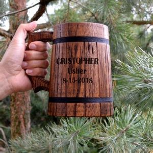 Personalized Wooden Beer Mug Groomsmen Gifts Idea Wooden Mug Wooden Tankard Engraved Beer Mugs ...