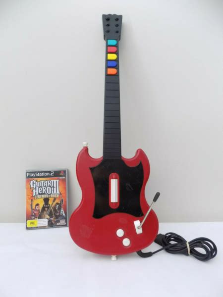 Ps2 Playstation 2 Wired Guitar Hero Controller Red + Game Tested! - Starboard Games