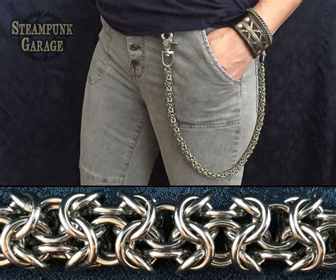 Hand Made Wallet Chain - Steel Turkish Round - Stainless by Steampunk Garage | CustomMade.com