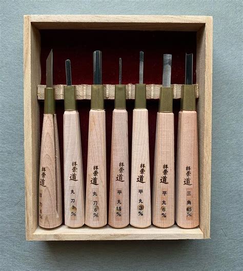 Washi Arts on Instagram: “Set of seven Japanese woodblock carving tools for mokuhanga ...