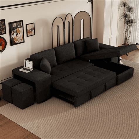 EUROCO 104" Longer Reversible Sectional Couch with Storage Chaise ...