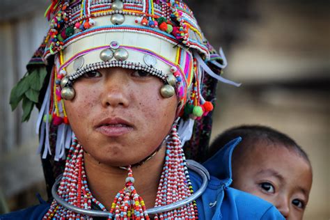 Laos, Akha tribe | Young unmarried woman with traditional ha… | Flickr