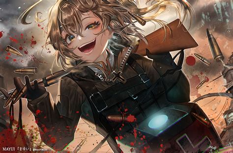 Anime Youjo Senki Short Hair Blonde Balle Fusil Tanya Degurechaff Fille Smile Fond d'écran ...