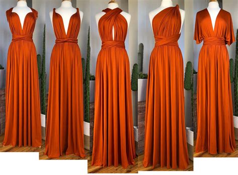 BURNT ORANGE Bridesmaid Dress/ CUSTOM Lengths/ Convertible | Etsy | Rust bridesmaid dress ...
