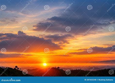 The Most Beautiful Sun Rise Scene is from the Highest Point. Stock Illustration - Illustration ...