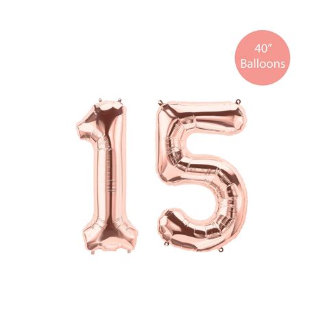 15 Rose Gold Number Balloon, 15 Rose Gold Balloons,Rose Gold 15 Balloon ...