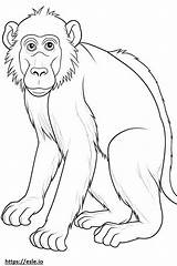 Baboon baby coloring Page sketch template