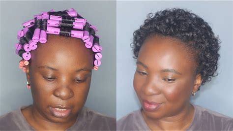 Perm Rods Set on Short Relaxed Hair - YouTube