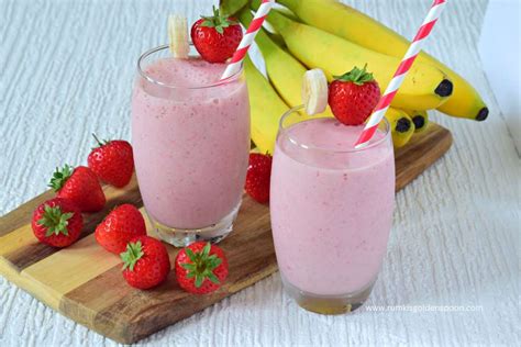 Strawberry banana smoothie healthy | Strawberry banana smoothie recipe without yogurt - Rumki's ...