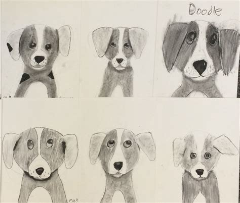 5th Grade Puppy Drawings in Charcoal This was the first art lesson of the year to review drawing ...