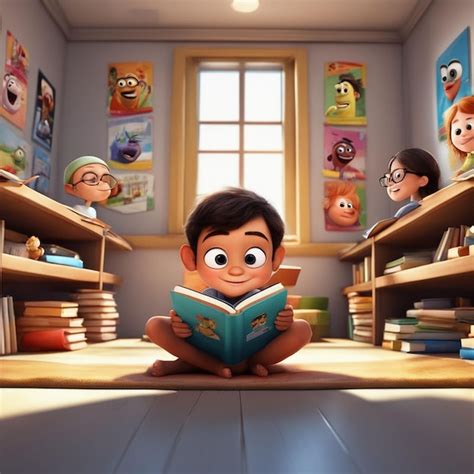 Premium AI Image | Kids cartoon characters pixar style illustrations by ai generative