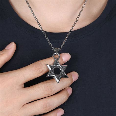 Star of David Necklace, Stainless Steel Magen David Jewish Pendant Gift Jewelry - Necklaces ...