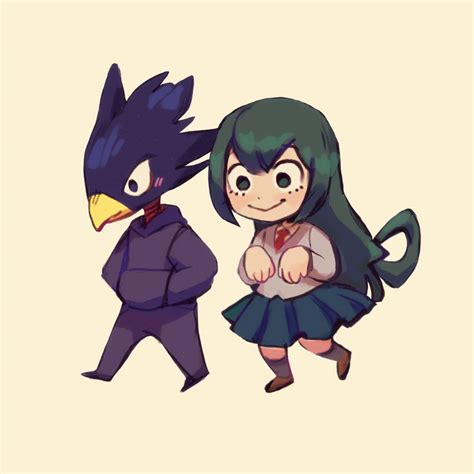 tsuyu and tokoyami by knightic on DeviantArt