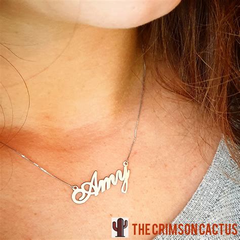 Dainty White Gold Name Necklace Amy Name Necklace Custom - Etsy UK