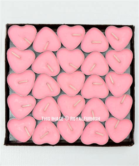 Pink Heart Shaped Scented Tealight Floating Candles Set of 50 - RoyalFurnish.com