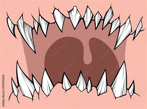 Cartoon background with a scary mouth full of sharp teeth ilustración ...