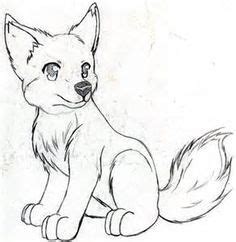 a drawing of a fox sitting on the ground