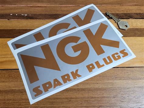 NGK Spark Plugs Silver & Gold Oblong Stickers - 8" Pair