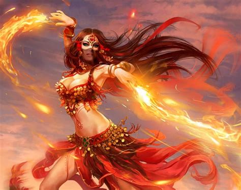 Fantasy Girl, art, fire, fantasy, woman, HD wallpaper | Peakpx