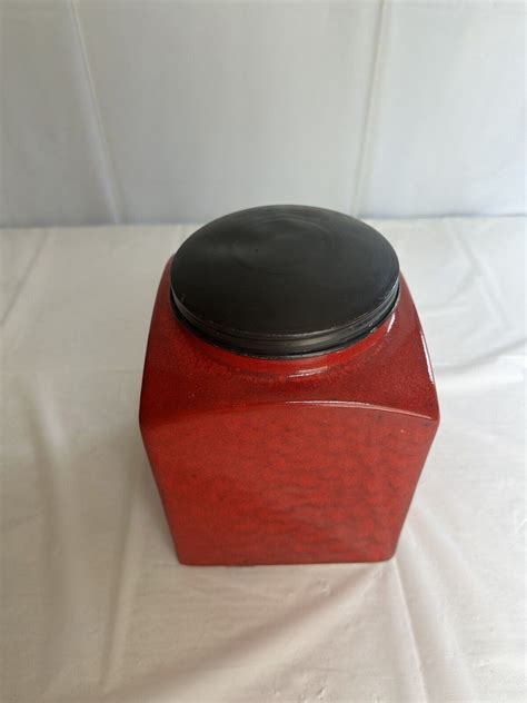 Foreside Gorham Maine Rustic Square Red Ceramic Coffee Canister Made in India | eBay