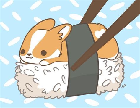 Corgi sushi | Cute dog drawing, Corgi art, Corgi drawing