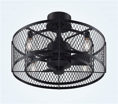 Caged Ceiling Fan With Light Black Industrial Fan Safe | Interior ...