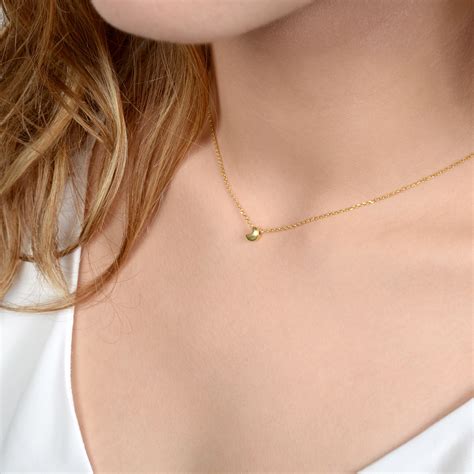 Tiny Moon Necklace - 18K Gold Plated