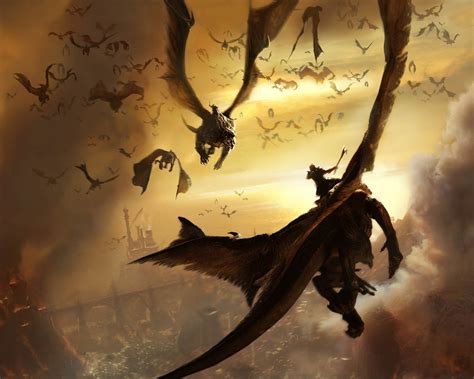 Brown dragons digital wallpaper, flying, dragon, fantasy art, digital ...