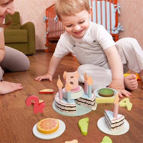 Wooden Cake Toy Birthday Cake Toy For Little Girls Wooden Cutting ...