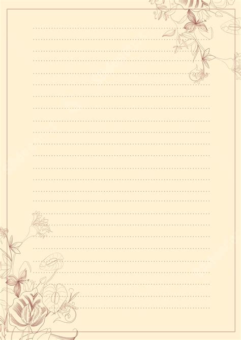 Simple Letter Paper With A Yellow Line Flower Design Page Border ...