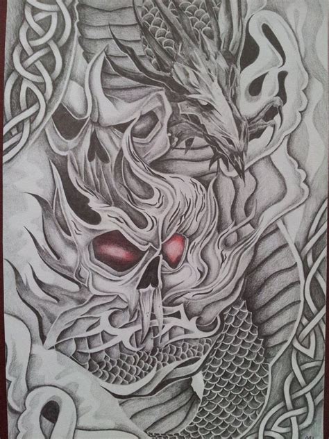 Demon Skull and Dragon Tattoo Design by ~CassandraWilsonEnvyD on deviantART | Dragon tattoo with ...