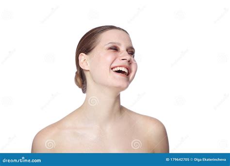 Young Woman Laughing Out Loud, Over White Background Stock Image - Image of happy, background ...