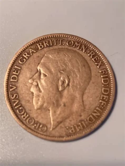 RARE VINTAGE 1927 King George V. Old One Penny Coin UK Legible Collectible GUC $49.99 - PicClick
