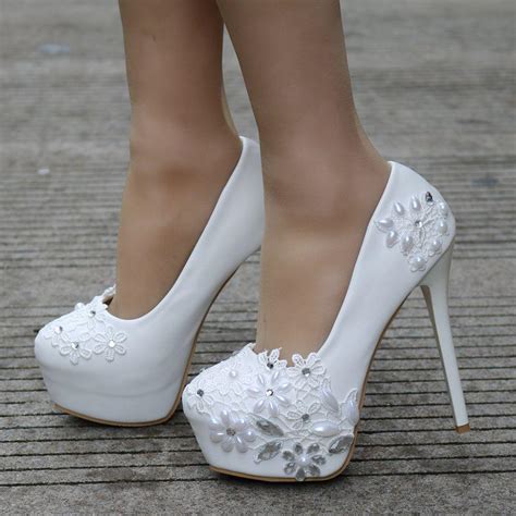 Buy Crystal Queen New High Heels Bridal Wedding Shoes White Rhinestones ...