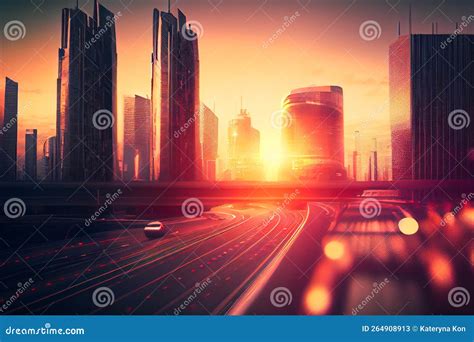 Fantasy Futuristic City, Ai Illustration Stock Illustration ...