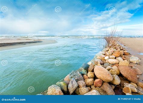 The River Flows into the Sea Stock Image - Image of flows, latvia: 71492147