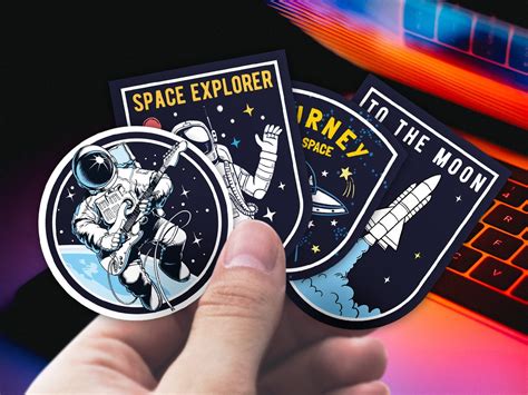 Space patch laptop sticker pack of 4 quality vinyl sticker. | Etsy