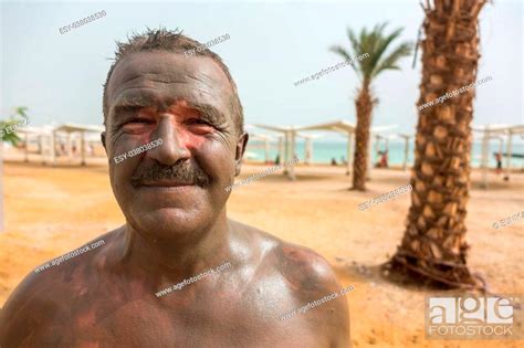 Man enjoying mud from Dead Sea, Israel, Middle East, Stock Photo, Picture And Low Budget Royalty ...