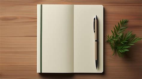 Premium AI Image | Minimalist flat lay of open notebook diary with pen