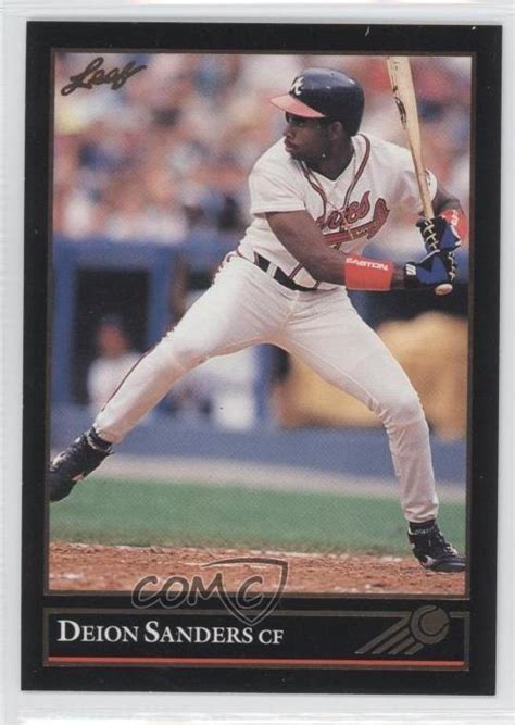 1992 Leaf Preview Gold #27 Deion Sanders Atlanta Braves Baseball Card ...