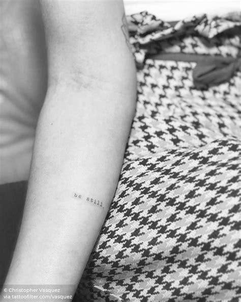 "Be still" tattoo in typewriter font. Harry Tattoos, Word Tattoos, Forearm Tattoos, Mini Tattoos ...