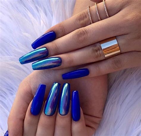 Dark Blue Nails, Blue Coffin Nails, Blue Acrylic Nails, Blue Chrome Nails, Cobalt Blue Nails ...
