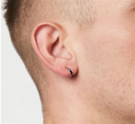 Cartilage Earring for Men Black Huggie Hoops 10mm Endless - Etsy