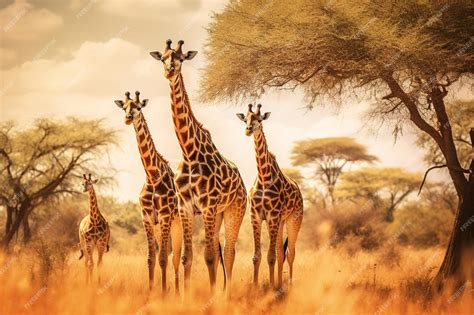 Premium AI Image | african giraffe in the savanna